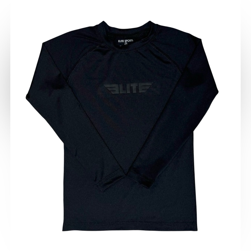 Elite Sports Black Long Sleeve technical Fighter Shirt kids size Small